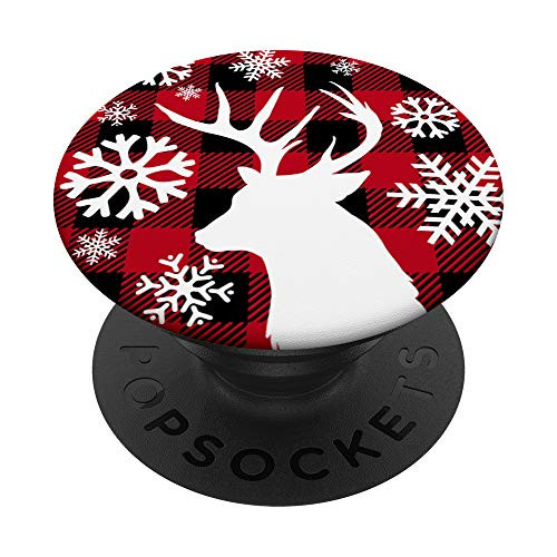 Deer Stag Head with Antlers Buffalo Plaid Snowflake Gift PopSockets Grip and Stand for Phones and Tablets Deer Stag Head with Antlers Buffalo Plaid Snowflake Gift PopSockets Grip and Stand for Phones and Tablets