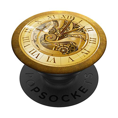Steampunk Vintage Gold Gears Art Deco Faux Clock for Phone PopSockets Grip and Stand for Phones and Tablets