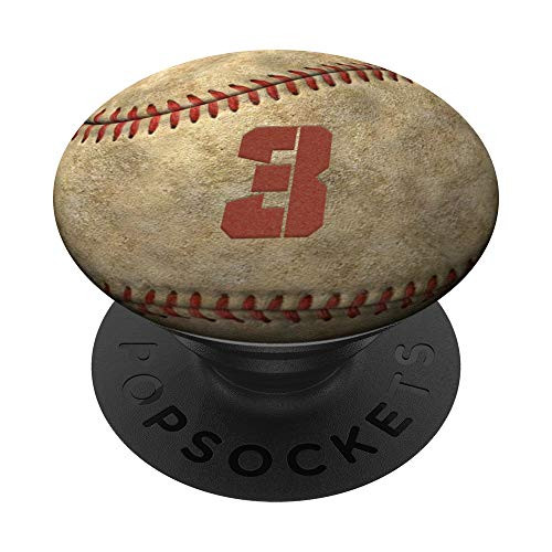 Personalized Baseball Uniform Number 3 Gift PopSockets PopGrip Swappable Grip for Phones   Tablets