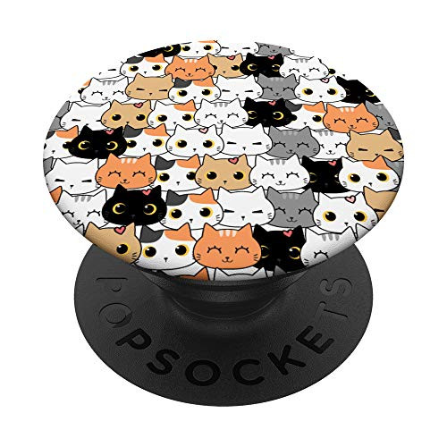 Cute Kawaii Cat Heads for Cat Kawaii Lovers PopSockets Grip and Stand for Phones and Tablets