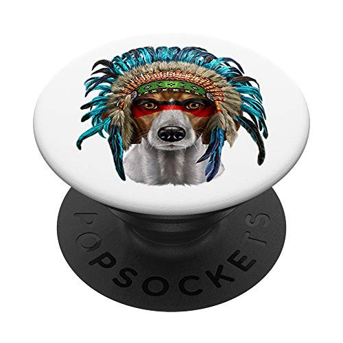 Beagle Dog in Native American Indian Headdress PopSockets Grip and Stand for Phones and Tablets