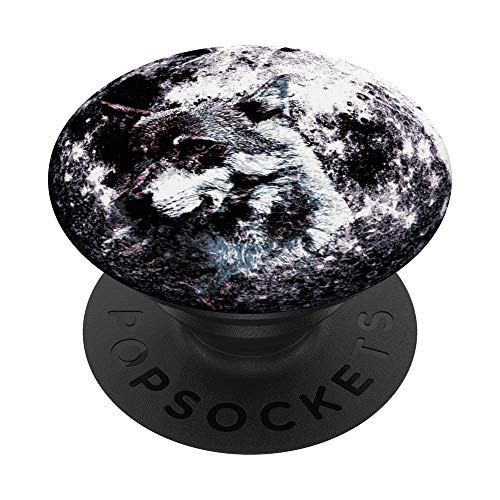 Wolf Head In Full Moon PopSockets Grip and Stand for Phones and Tablets