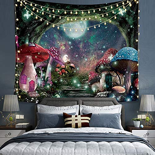 Mushroom Tapestry Fantasy Fairy Tapestry Psychedelic Trippy Mushroom Tapestry Magic Forest Galaxy Moon Stars Butterfly Tapestry Wall Hanging Magic Land For Children Bedroom Living Room Dorm_Multi 78L58W Mushroom Tapestry Fantasy Fairy Tapestry Psychedelic Trippy Mushroom Tapestry Magic Forest Galaxy Moon Stars Butterfly Tapestry Wall Hanging Magic Land For Children Bedroom Living Room Dorm_Multi 78L58W