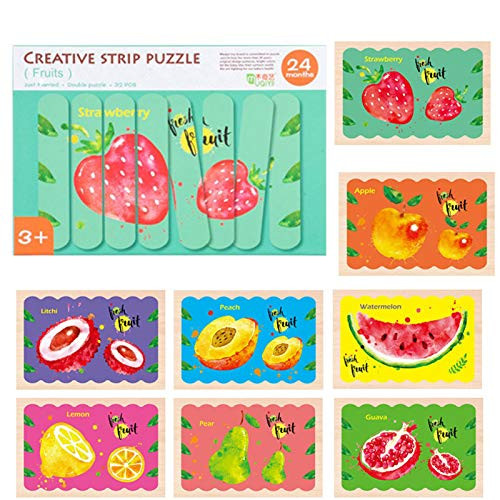 Wooden Jigsaw Puzzles for Kids Age 2-5 Year Old Animals Preschool Puzzles for Toddler Children Learning Educational Puzzle Toys -Fruit Theme