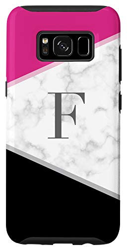 Galaxy S8 Initial Letter F Monogram Color Block Geometric Pink Black Case