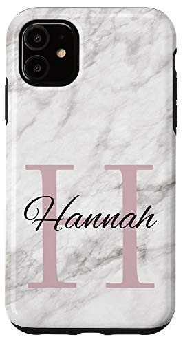 iPhone 11 Hannah Pink Monogram Letter H Girls Personalized Name Case