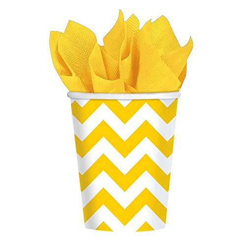 Amscan Party Supplies Sunshine Yellow Chevron Paper Cups (8 Piece), Multi Color