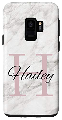 Galaxy S9 Hailey Pink Monogram Letter H Girls Personalized Name Case