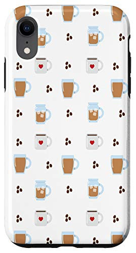 iPhone XR Iced Coffee Cup Bean Heart Pattern Cute Food Lover Gift Case