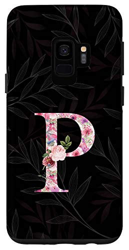 Galaxy S9 Cute Flower Letter P Initial Monogram Floral Case