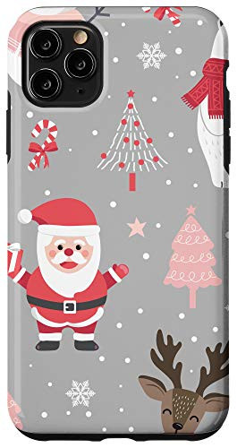 iPhone 11 Pro Max Christmas Santa Claus Winter Reindeer Bear Snowflakes Cute P Case