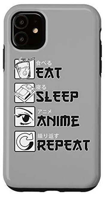 iPhone 11 Eat Sleep Anime Repeat Case iPhone 11 Eat Sleep Anime Repeat Case