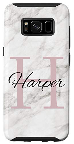 Galaxy S8 Harper Pink Monogram Letter H Girls Personalized Name Case