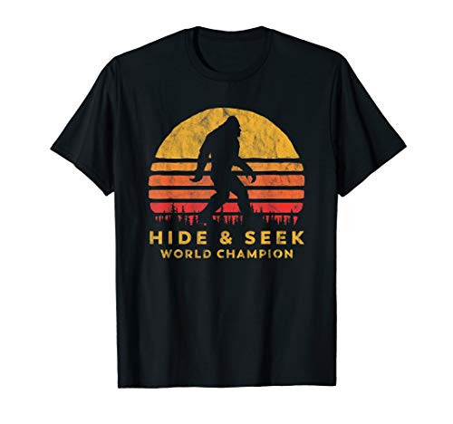Original Retro Hide Seek World Champ Bigfoot Sun Graphic T-Shirt Original Retro Hide Seek World Champ Bigfoot Sun Graphic T-Shirt