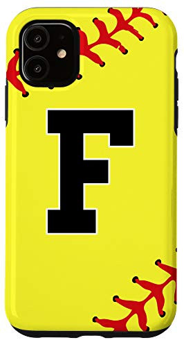iPhone 11 Softball Letter F Initial Gift Ball Player Gift for Girls Case