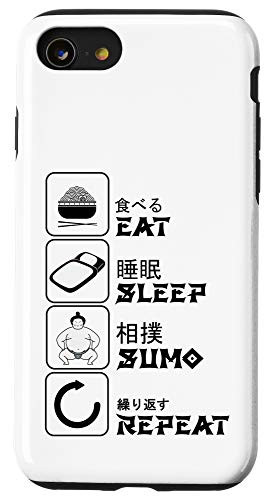 iPhone SE 2020  7  8 Eat Sleep Sumo Repeat Meme Funny Japanese Humor Gift Case