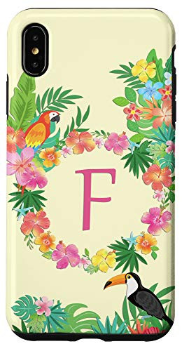 iPhone XS Max Summer Tropical Flowers Phone Case Initial F Summer Lover Case