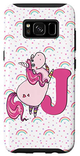 Galaxy S8 Unicorn Letter J Rainbow Monogram J Initial Girls Gift Case