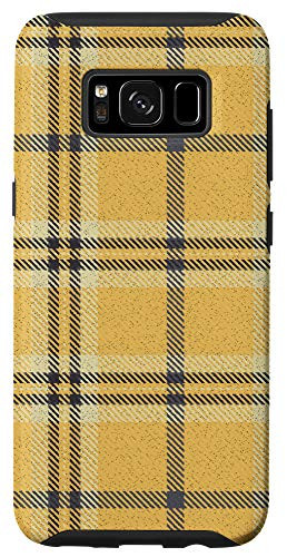 Galaxy S8 Classic Golden   Gray Plaid Buffalo Gingham Check Pattern Case