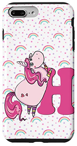 iPhone 7 Plus8 Plus Unicorn Letter H Rainbow Monogram H Initial Girls Gift Case