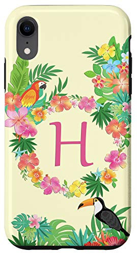 iPhone XR Summer Tropical Flowers Phone Case Initial H Summer Lover Case