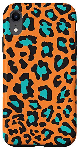 iPhone XR Bold Colorful Orange Turquoise Animal Leopard Spots Case
