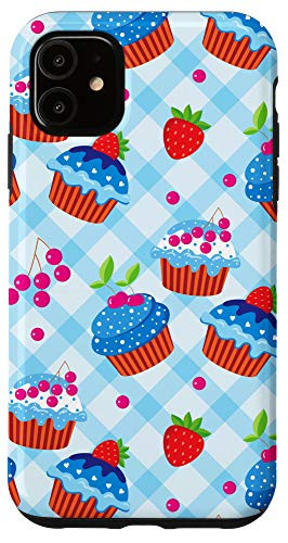 iPhone 11 Cupcake Pattern Blue Phone Cover Case