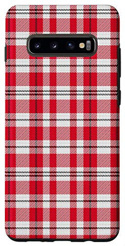 Galaxy S10 Christmas Classic Red   Black Plaid Buffalo Gingham Pattern Case