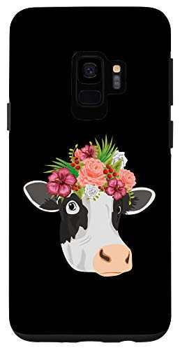 Galaxy S9 Floral Cow Head Clothes Art Cattle Farmer Gift Cow Case