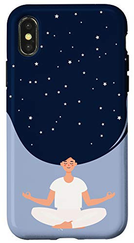 iPhone XXS Yoga Meditation Woman Opens Mind Hair Space World Blue Art Case