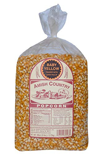 Amish Country Popcorn  6 lb Bag  Baby Yellow Popcorn Kernels  Old Fashioned with Recipe Guide Baby Yellow - 6 lb Bag
