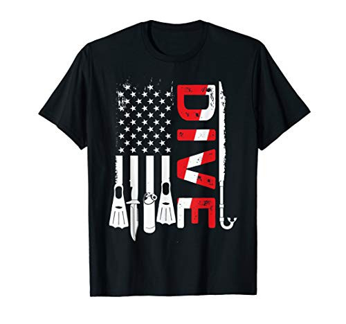 Vintage Scuba Diving Gear American Diver Down Flag T-Shirt