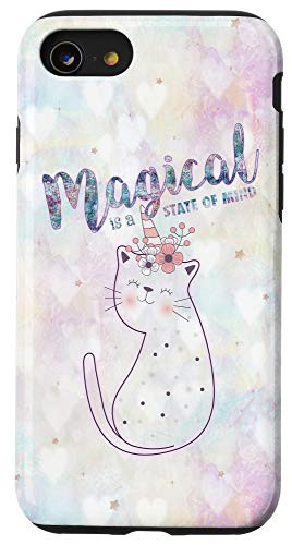 iPhone SE 2020  7  8 Magical is a State of Mind Unicorn Meow Cat w Stars Case