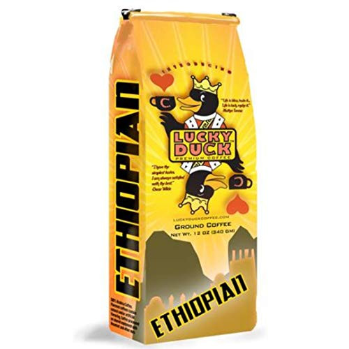Lucky Duck Premium Coffee-Ethiopian Whole Bean-12oz-Medium Roast-Gourmet Coffee-100 Arabica Beans-Small Batch Roasted