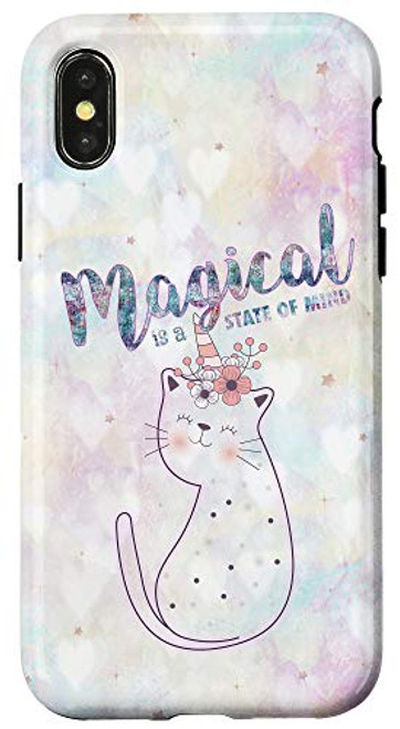 iPhone XXS Magical is a State of Mind Unicorn Meow Cat w Stars Case iPhone XXS Magical is a State of Mind Unicorn Meow Cat w Stars Case