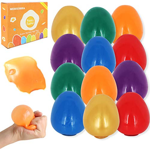 MeiGuiSha 12 Packs Colorful Splat Egg Squishy Easter Hunt Egg Toys?Splat and Stick Squishy Egg As Easter Party Favor Novelty Gifts