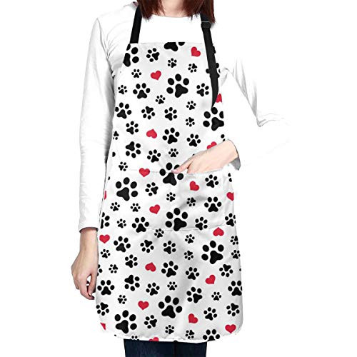 wodealmug Women Dog Paws Apron Adjustable Neck Kitchen Bib Cook Apron with Pocket for Cooking Baking Gardening wodealmug Women Dog Paws Apron Adjustable Neck Kitchen Bib Cook Apron with Pocket for Cooking Baking Gardening
