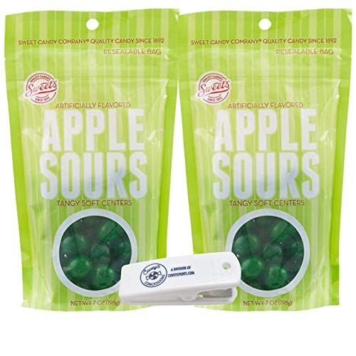Sweets Green Apple Fruit Sourball Candy - 2-Pack 7 oz Bag - Green Apple Fruit Candy Balls Bundled With Coveys Concessions Clip Sweets Green Apple Fruit Sourball Candy - 2-Pack 7 oz Bag - Green Apple Fruit Candy Balls Bundled With Coveys Concessions Clip
