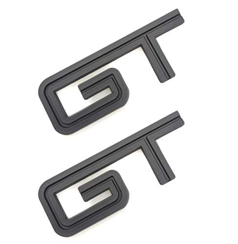 2 Pack GT All Black Emblems Rear Trunk Badges Sticker Turbo Decal Replacement for Mustang GT Matte Black