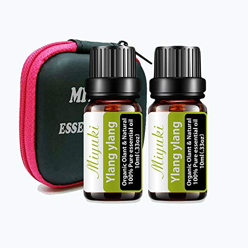 Miyuki 2Pack Ylang Ylang Essential Oils Organic Olant   Natural 100 Pure Therapeutic Grade Ylang Ylang Oil Perfect for Diffuser Humidifier Massage Aromatherapy Skin   Hair Care-2x10ml