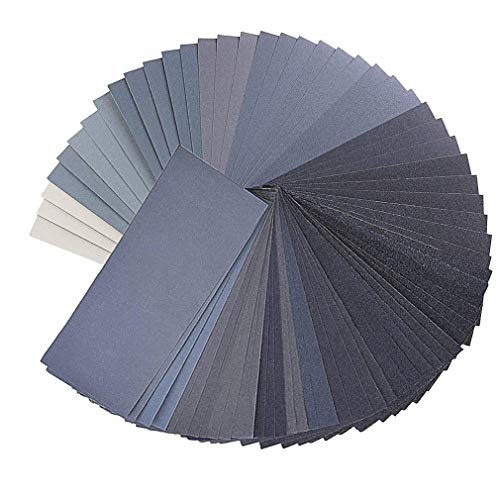 Sandpaper 48 Pcs Wet and Dry Sand Paper Waterproof Sandpaper Sheets 120 to 2000 Assorted Grit Sanding Paper for Wood Furniture Finishing Metal Sanding and Automotive Polishing 9 x 3_6 Inch