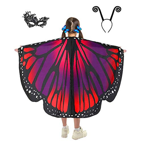 Butterfly Wings for Kids Butterfly Shawl Fairy Girl Cape Nymph Pixie Costume Halloween Accessory Children SizePurple c