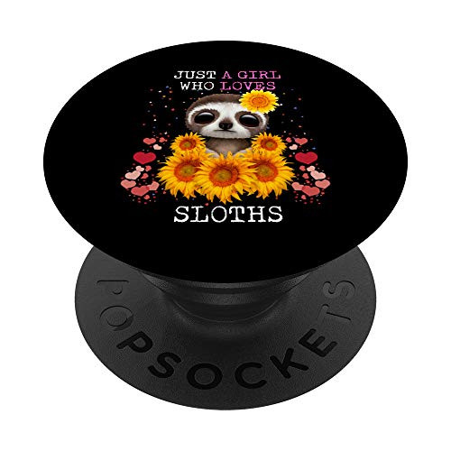 Just A Girl Who Loves Sloths - Sloth Sunflower PopSockets PopGrip Swappable Grip for Phones Tablets Just A Girl Who Loves Sloths - Sloth Sunflower PopSockets PopGrip Swappable Grip for Phones Tablets