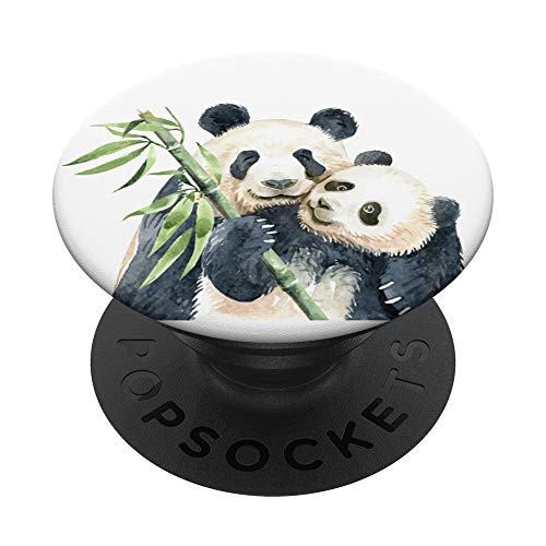 Mama Panda Bamboo Child and Mother PopSockets PopGrip Swappable Grip for Phones   Tablets