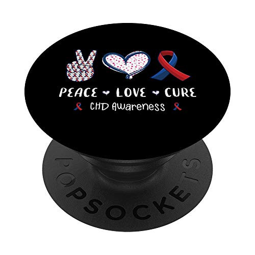 Peace Love cure CHD heart disease awareness men women kids PopSockets PopGrip Swappable Grip for Phones   Tablets