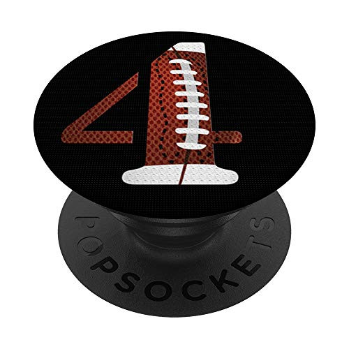 4th Birthday Football Ball Boys  4 Year Old Rugby Vintage PopSockets Grip and Stand for Phones and Tablets