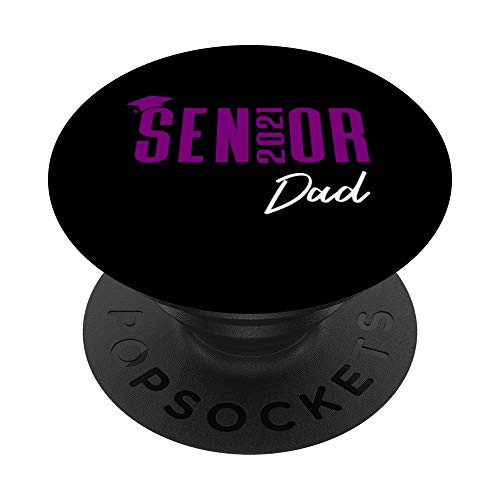 Senior 2021 Dad - High School Color Purple Graduation Cap PopSockets Grip and Stand for Phones and Tablets