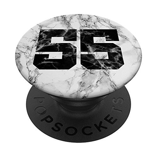 Number 55 Grey Black - Basketball Football Soccer Baseball PopSockets PopGrip Swappable Grip for Phones   Tablets