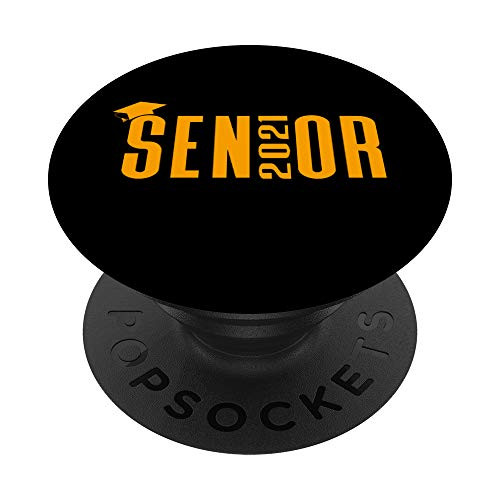 Senior 2021 - High School Color Orange Graduation Cap PopSockets Grip and Stand for Phones and Tablets