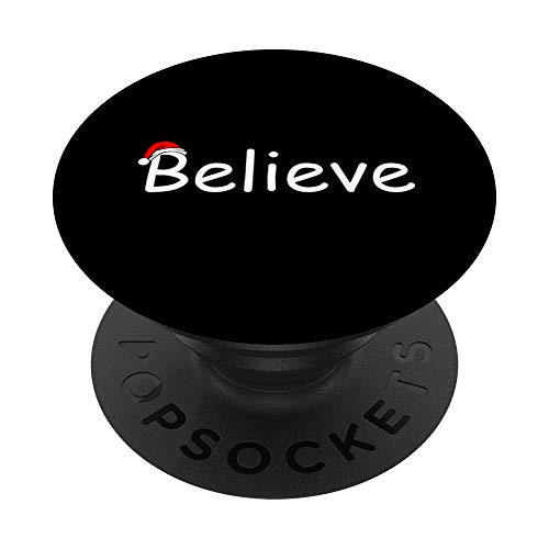Christmas santa cap cool text believe lettering xmas PopSockets Grip and Stand for Phones and Tablets
